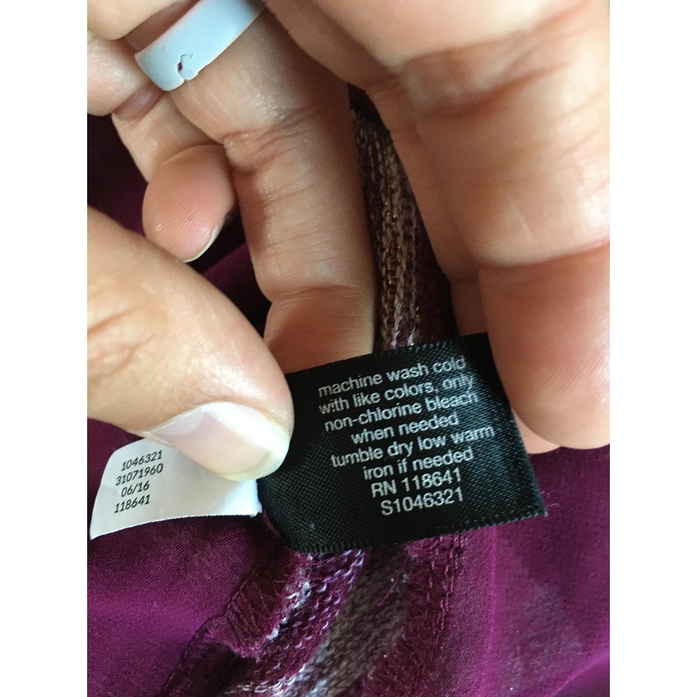 Lane Bryant Sweater Womens 22/24 Burgundy Gray Stripe Chiffon Hem Long Sleeve - Picture 10 of 16